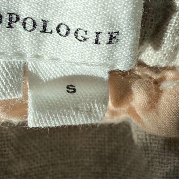 Anthropologie Striped Seashore Tan Linen/Cotton Blend Crop Pant w Rope Ties - Picture 9 of 14